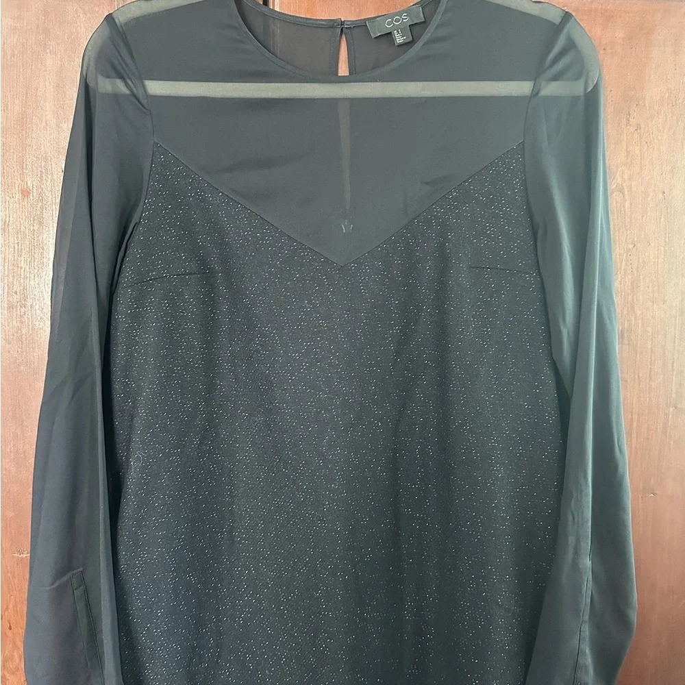 COS Black Long Sleeve Dress with Sheer Detail - Picture 8 of 13